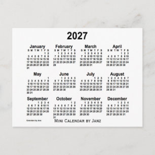 Weißer Mini-Kalender 2027 von Janz Postkarte
