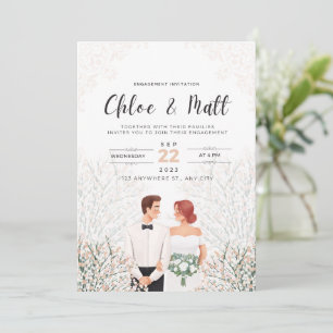 Weißer minimalistischer Verlobungsfeier-Einladung Save The Date