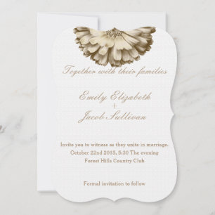 Weißer Minimalwert mit Goldblume Inspiriert Hochze Save The Date
