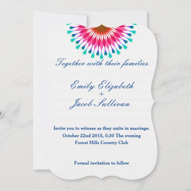 Weißer Minimalwert mit Pink Lotus Inspiriert Hochz Save The Date (Vorderseite)