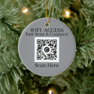 Weißer moderner WiFi-QR-Code-Zugang Weihnachten Keramik Ornament