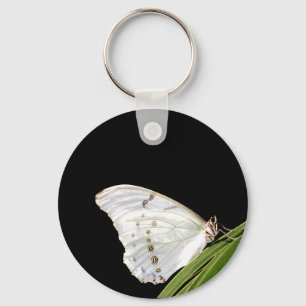 Weißer Morpho-Schmetterling Schlüsselanhänger