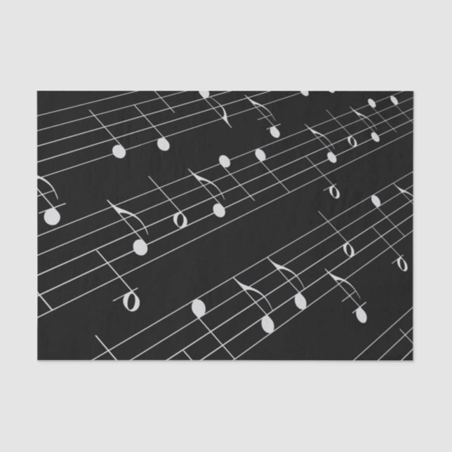 Weißer Musiknoten für Schwarztepapier Seidenpapier (Vorderseite)