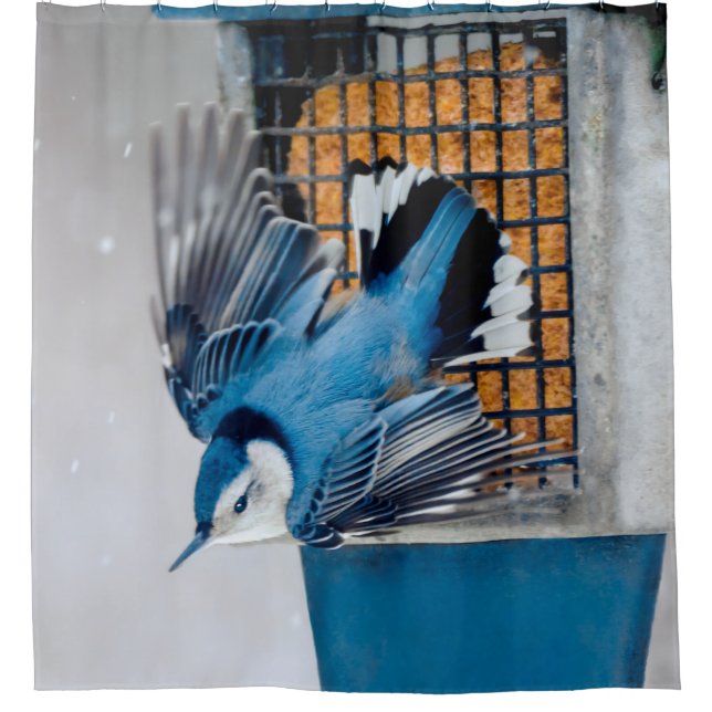 Weißer Nacktfisch im Schnee - Original Foto Duschvorhang (Vorderseite)