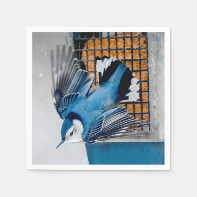 Weißer Nacktfisch im Schnee - Original Foto Serviette (Vorderseite)