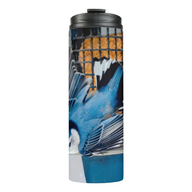 Weißer Nacktfisch im Schnee - Original Foto Thermosbecher (Vorderseite)