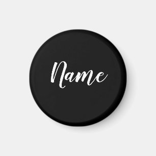 Weißer Name auf schwarzem Hintergrund Magnet