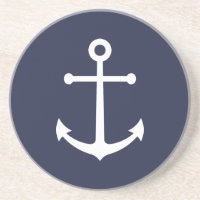 Weißer Nautik-Anker auf Navy Blue