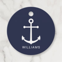 Weißer Nautikanker und Individuelle Name auf Navy