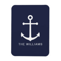 Weißer Nautikanker und Individuelle Name auf Navy