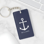 Weißer Nautikanker und Individuelle Name auf Navy  Schlüsselanhänger<br><div class="desc">Moderner Minimalistischer Nautical Acrylic Schlüsselanhänger mit weißem Anker mit personalisiertem Namen in weißem, modernem Sans Serif Schriftart auf marineblau Hintergrund. Perfekt als Geschenk für Papa, Trauzeugen, Familiengeschenk und vieles mehr... ... ... ... ... ... ... ... ... ... ... ... ... ... ... ... ... ... ... ... ... ......</div>