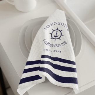 Weißer Nautischer Individuelle Name Geschirrtuch