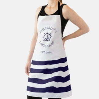 Weißer Nautischer Individuelle Name Schürze