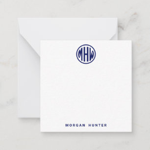 Weißer Navy-Kreis-Monogramm-Schriftzug DIY-Hinterg Mitteilungskarte