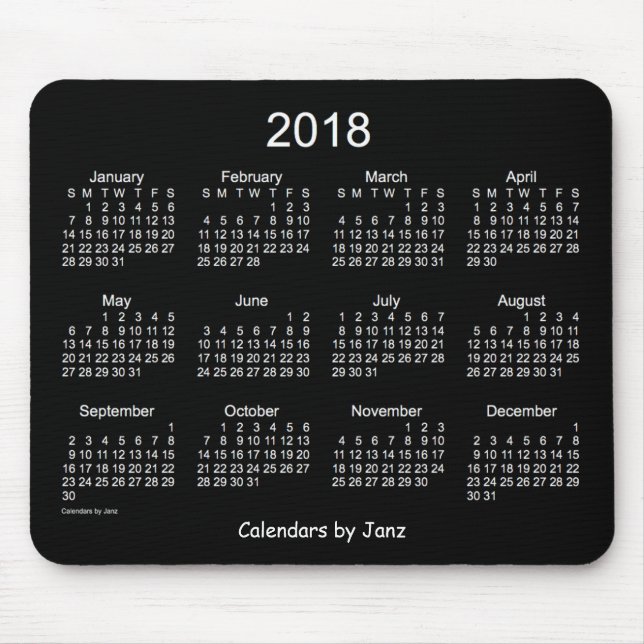 Weißer Neonkalender 2018 durch Janz Mausunterlage Mousepad (Vorne)