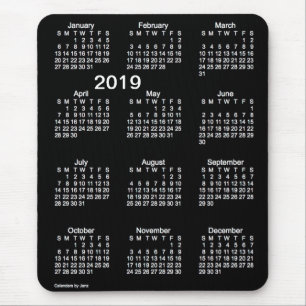 Weißer Neonkalender des Großdruck-2019 durch Janz Mousepad