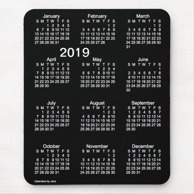 Weißer Neonkalender des Großdruck-2019 durch Janz Mousepad (Vorne)