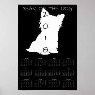 Weißer Niedlicher Hund Chinesischer Neujahrskalend Poster
