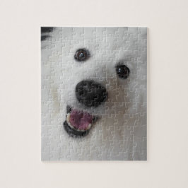 Weißer Niedlicher Hund Lächeln Gesichtspuzzle Puzzle