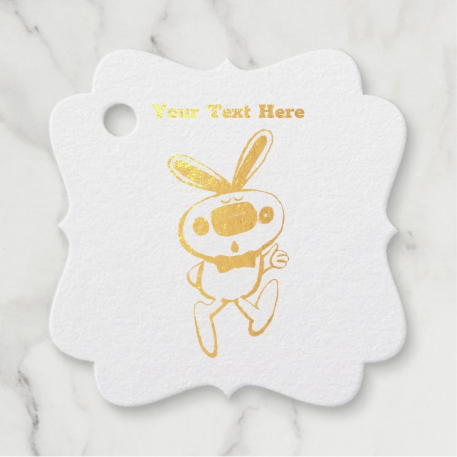 Weißer Niedlicher sonniger, goldverschmierter Heng Geschenkanhänger (Vorderseite)