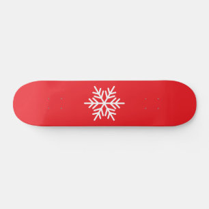 Weißer nordischer Schneeflocken hellroter Hintergr Skateboard