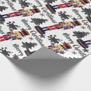 Weißer Nussknacker Soldat Weihnachtspapier Geschenkpapier