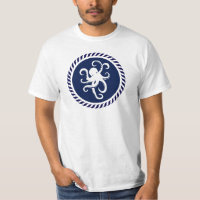 Weißer Oktopus auf blauem Kreis