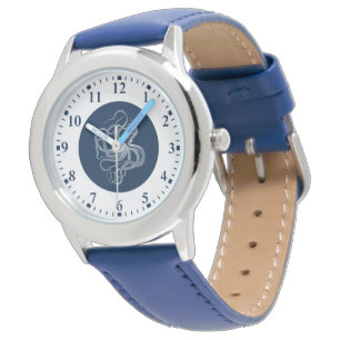 Weißer Oktopus auf dunkelblaue Großuhr Armbanduhr