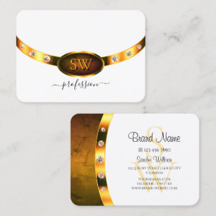 Weißer orangefarbener Marmor und Monogramm Visitenkarte