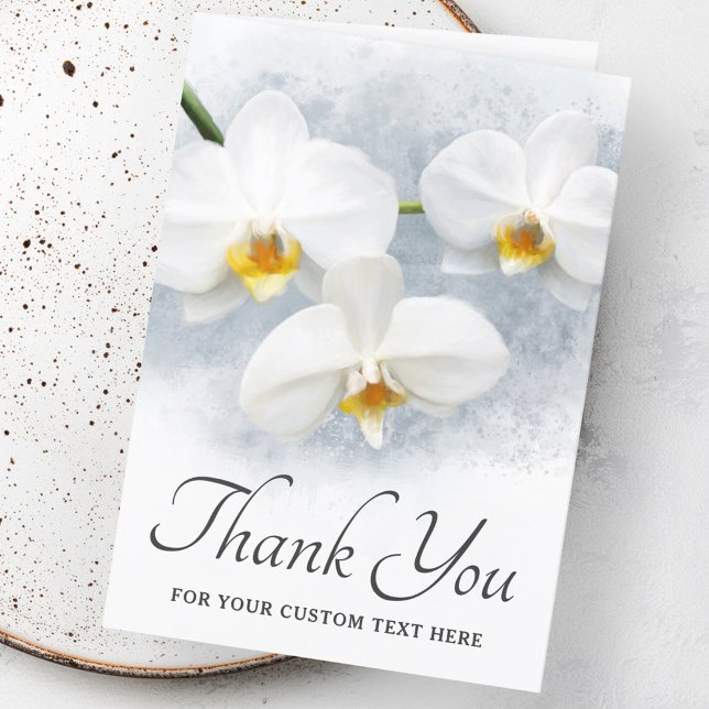 Weißer orchid Phalaenopsis benutzerdefinierter Tex Karte (White orchid phalaenopsis custom text thank you card)