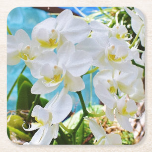 Weißer Orchideenpapier-Untersetzer Rechteckiger Pappuntersetzer