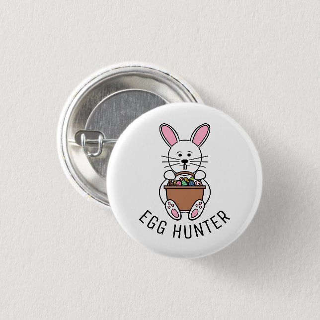 Weißer Osterhase, Eierjäger Button (Vorne & Hinten)