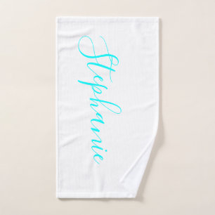 Weißer Ozean Aqua personalisiertes Monogramm Yoga Handtuch
