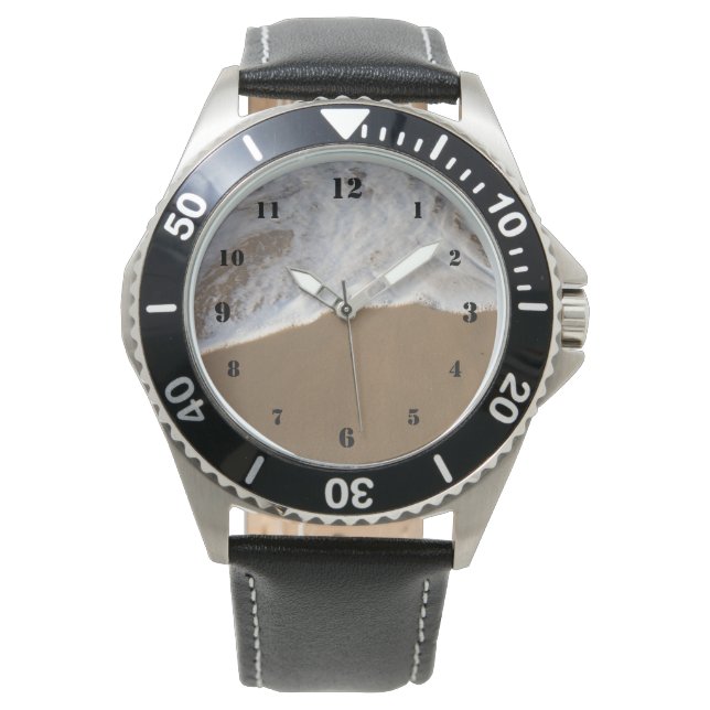 Weißer Ozean auf der Strandwache Armbanduhr (Vorderseite)