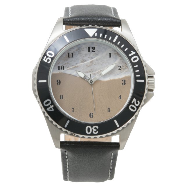 Weißer Ozean auf der Strandwache Armbanduhr (Vorderseite)