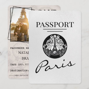 Weißer Paris Reisepass Save The Date