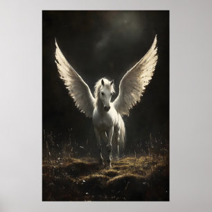 Weißer Pegasus-Druck, dunkle Akademie-Drucke, Pega Poster