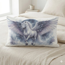 Weißer Pegasus mondbeschienene Flügel himmlischer Lendenkissen
