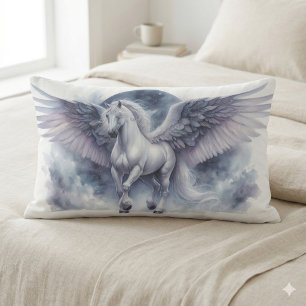 Weißer Pegasus mondbeschienene Flügel himmlischer Lendenkissen