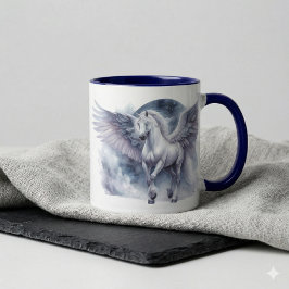 Weißer Pegasus mondbeschienene Flügel himmlischer  Tasse