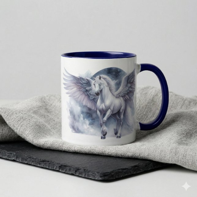 Weißer Pegasus mondbeschienene Flügel himmlischer  Tasse (White Pegasus Moonlit Wings Celestial Dream Mug)