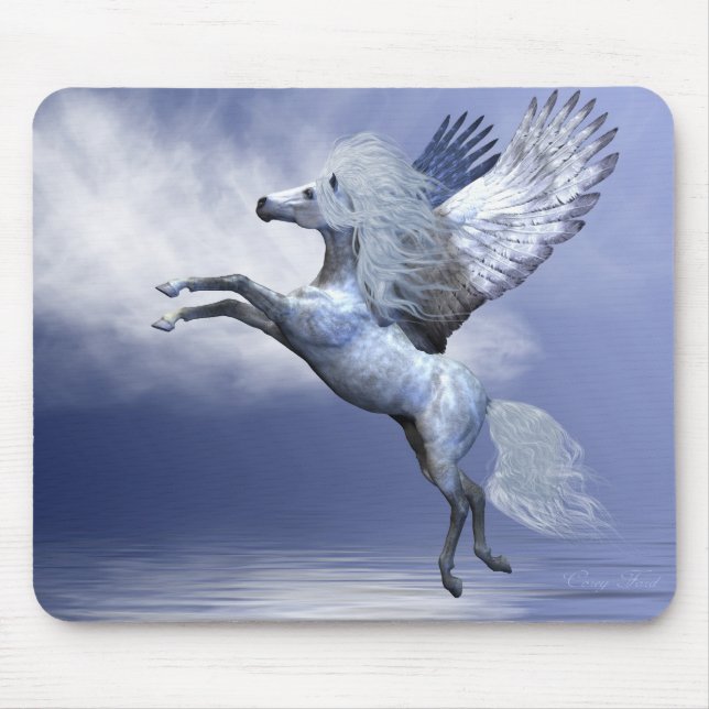 Weißer Pegasus Mousepad (Vorne)