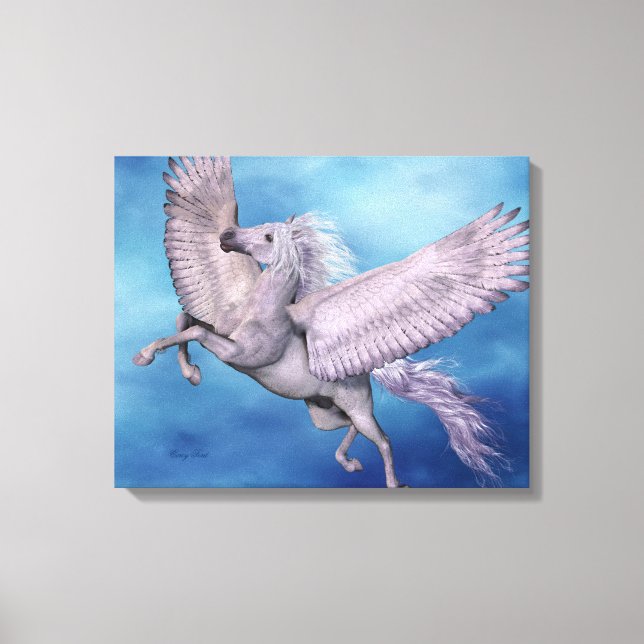 Weißer Pegasus Wrapped Canvas Leinwanddruck (Vorderseite)