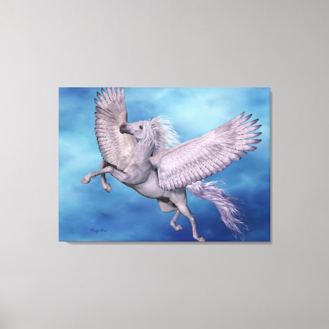 Weißer Pegasus Wrapped Canvas Leinwanddruck (Vorderseite)