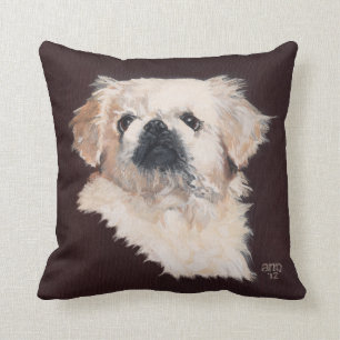 Weißer Pekinese-Hund Kissen