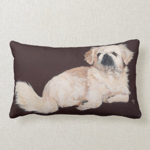 Weißer Pekingese-Hund Kissen