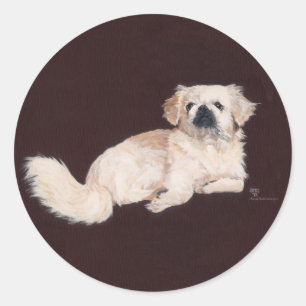 Weißer Pekingese-Hund Runder Aufkleber