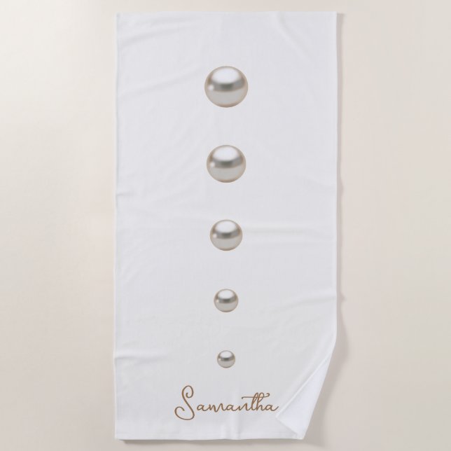 weißer Perlen Strandtuch (Vorderseite)