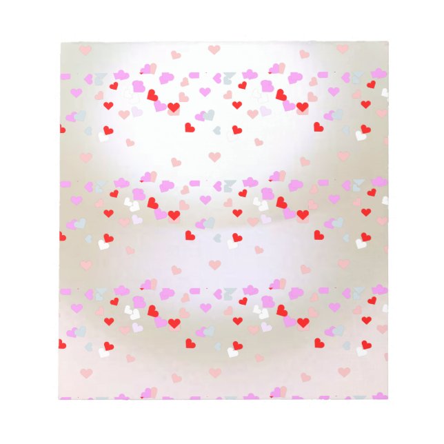 Weißer Perleneffekt mit Herzen Notizblock (Vorderseite)