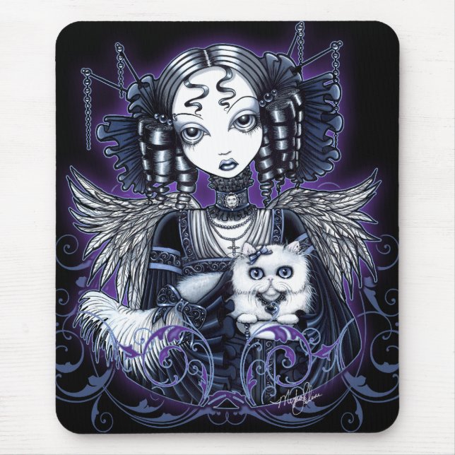 Weißer persische Katzen-Engel Mousepad Elizabeth (Vorne)